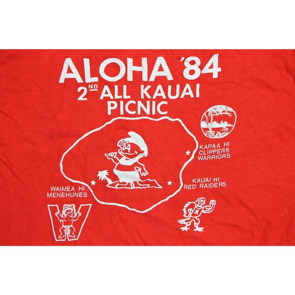 Vintage Kauai Waimea Hi Menehunes Kapaa Hi Clippers Warriors Red Raiders T Shirt - Picture 1 of 5